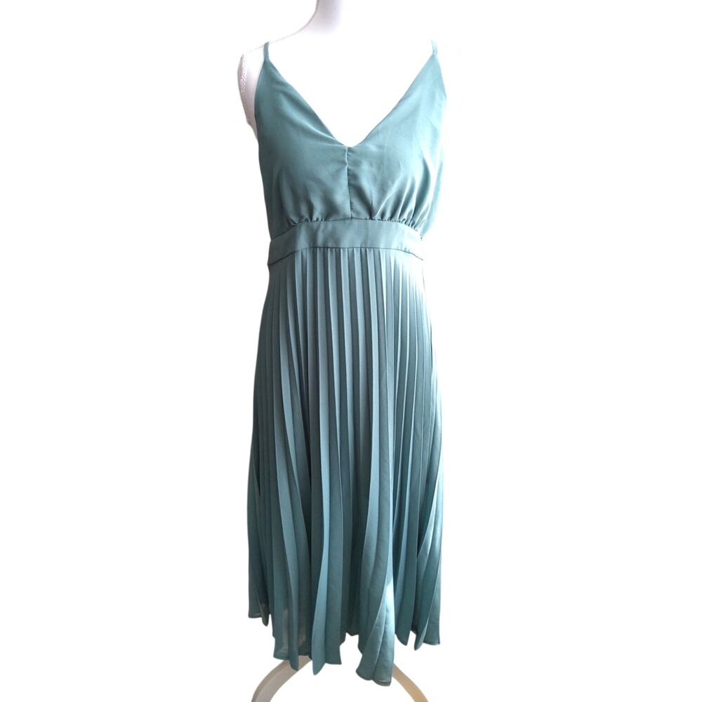 Jessica Simpson Pin-up style pleated cami dress sage size Large babydoll chic